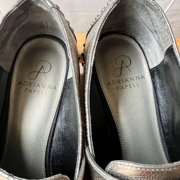 Adrianna Papell size 9 Silver Metallic Studded Loafers - Picture 6 of 14